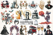 Halloween Skeletons Wedding Clipart, an Illustration by Pixels.Craft (Thumbnail 1 of 7)