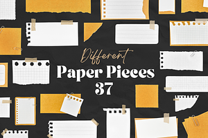 37 Textured Ragged Paper Pieces