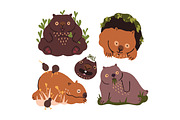 Wombats, cute funny animals set, an Animal Illustration by PaperTrident (Thumbnail 2 of 5)