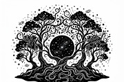 50 Mystical Galaxy Forest Silhouette, a Technology Illustration by Amazin_art (Thumbnail 25 of 33)