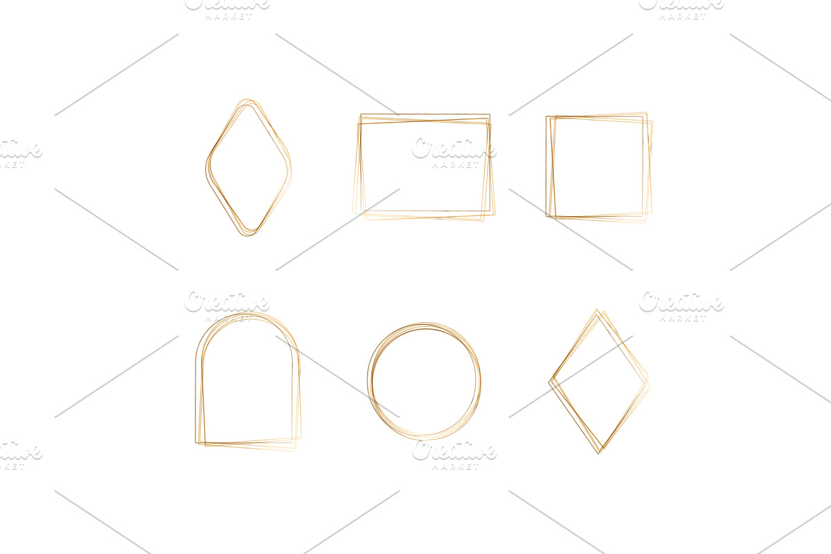Elegant golden watercolor frames, an Object Illustration by okskukuruza