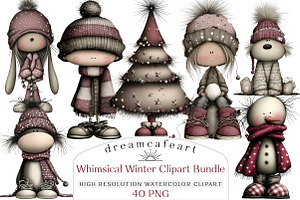 Whimsical Winter Clipart Bundle 2, an Illustration by DreamCafeArt