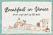 Bold script font brush Breakfast in, a Script Font by TD fonts (Thumbnail 1 of 12)