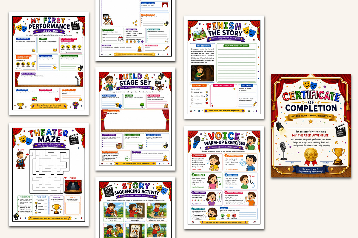 Theater & Drama Workbook for Kids, a Stationery Template by Designmela01 (Photo 4 of 5)