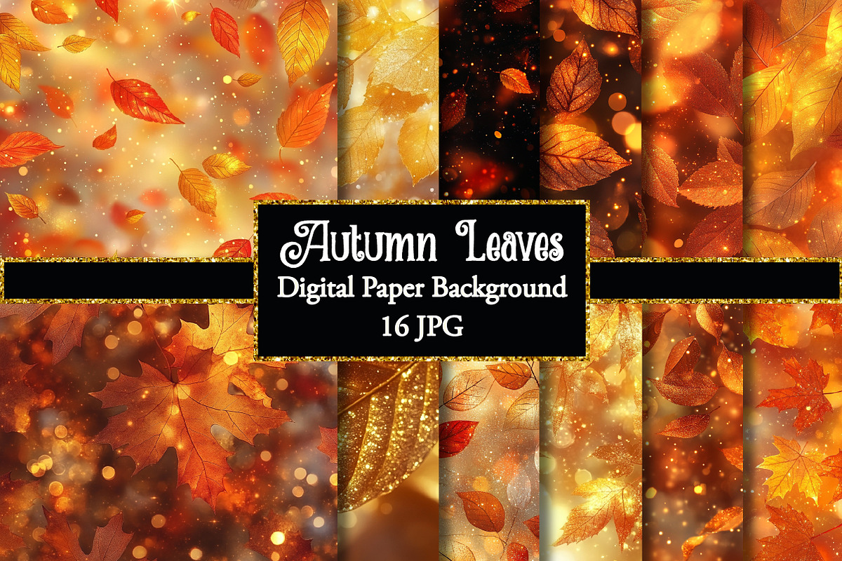 Glitter Bokeh Autumn Leaves Paper, a Texture Graphic by Dream Creation (Photo 1 of 4)