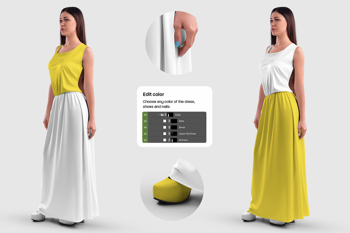 11 Women's Long Dress Mockups, an Apparel Mockup by Grow Design Craft Studio (Photo 3 of 6)