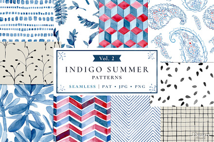 Watercolor Indigo Summer Pattern V.2, a Pattern Graphic by JSquarePresents