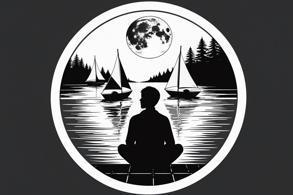 Lake Meditation Silhouette Set, an Illustration by jahid234 (Photo 4 of 6)