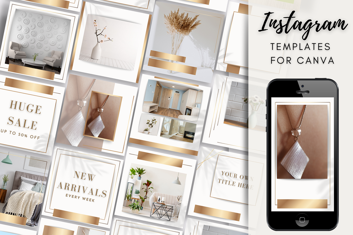 White and Gold Instagram Templates, a Social Media Template by Innova Studio (Photo 1 of 9)