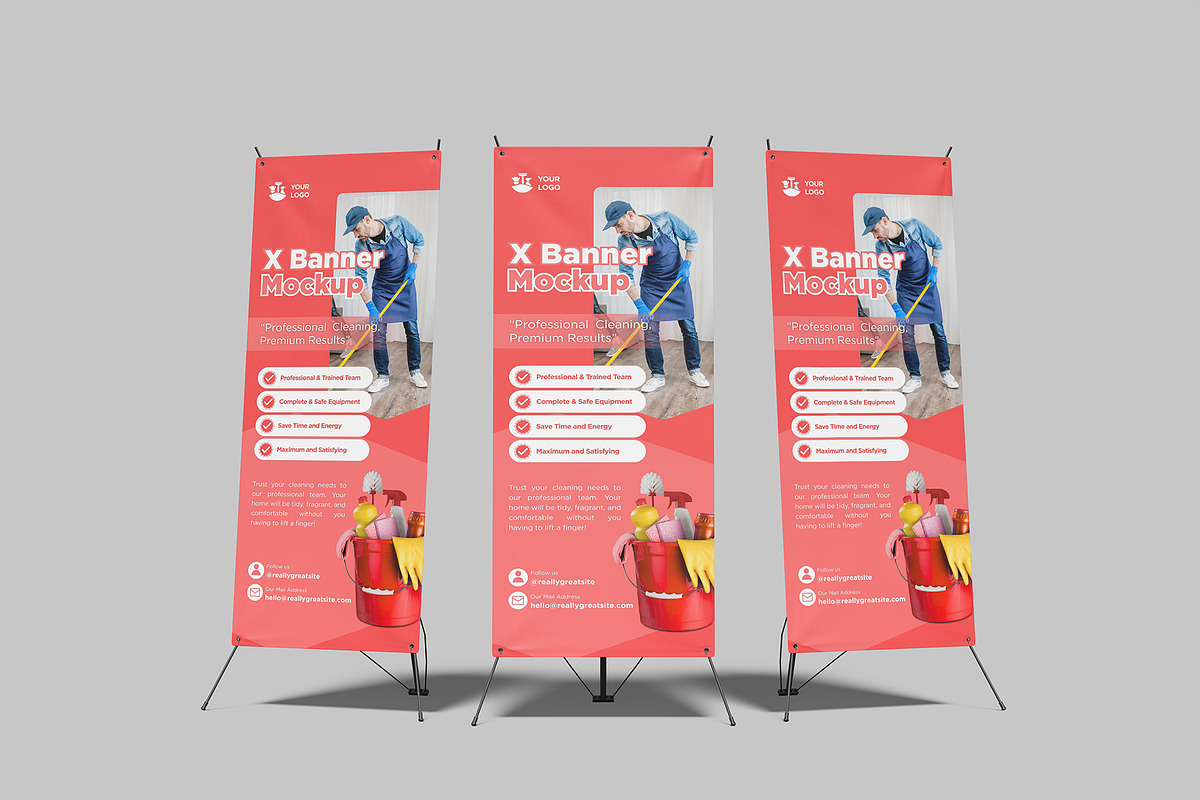 X Stand Banner Mockup, an Advertising Mockup by graphictime (Photo 11 of 12)