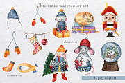 Christmas watercolor set, an Animal Illustration by Nastilustra (Thumbnail 2 of 11)