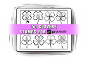 50 Clovers Procreate Stamps Brushes, a Brush Add-On by Procreate Sale (Thumbnail 1 of 6)