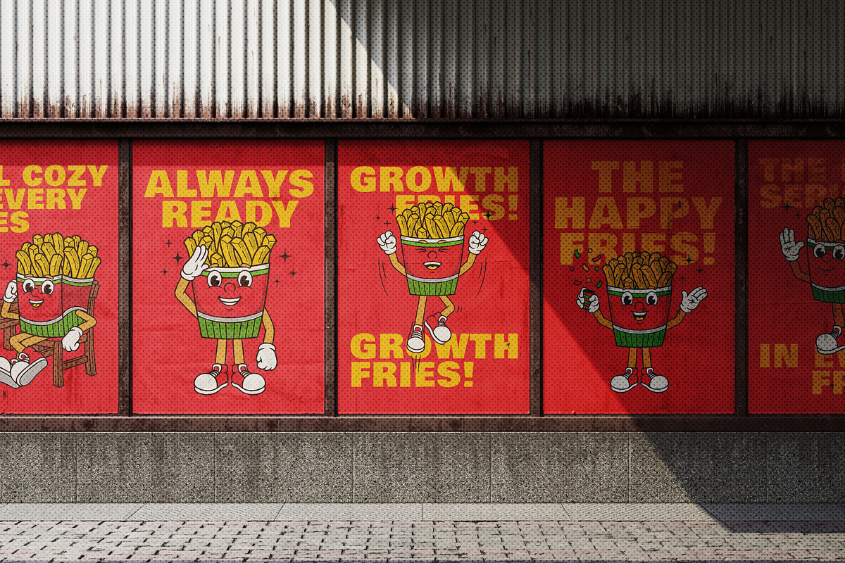 Groovy Fries Retro Illustration, a Food Illustration by Decoconio Design (Photo 7 of 7)