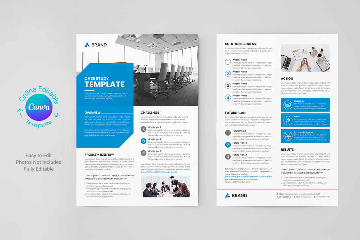 Canva Business Case Study Template | Brochure Templates ~ Creative Market