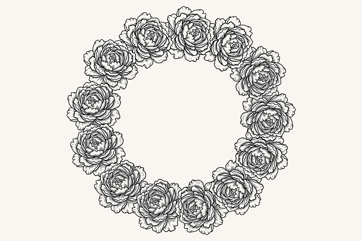 Peony Flower Line Art Illustration, a Decorative Illustration by Kusumaillustration (Photo 8 of 15)