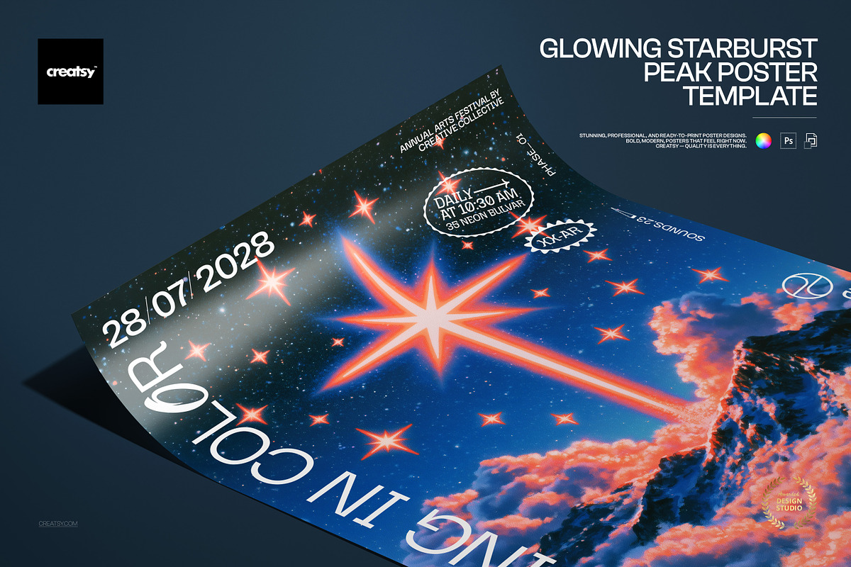 Glowing Peak Poster Template, a Poster Template by creatsy5 (Photo 1 of 4)
