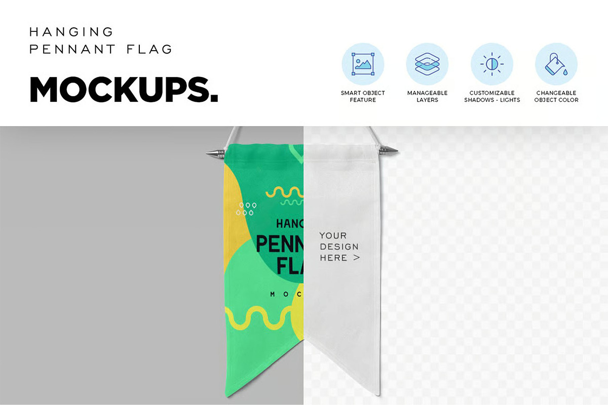 Hanging Pennant Flag Mockup, an Advertising Mockup by megostudi0 (Photo 7 of 7)