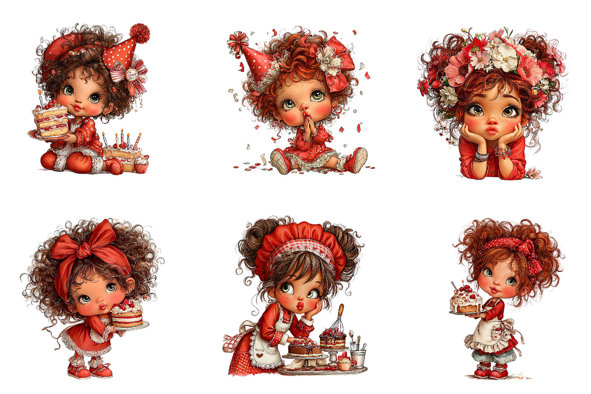 Quirky birthday girl clipart, an Illustration by CreationArt (Photo 4 of 5)