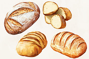 Watercolor Bread Set, a Food Illustration by The Best Digital Plaza (Thumbnail 3 of 5)
