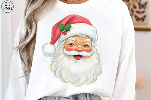 Vintage Christmas Pink Santa PNG, an Illustration by Libby Wishes