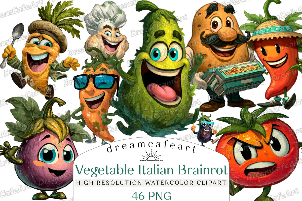 Funny Vegetable Italian Brainrot, an Illustration by DreamCafeArt (Photo 1 of 8)
