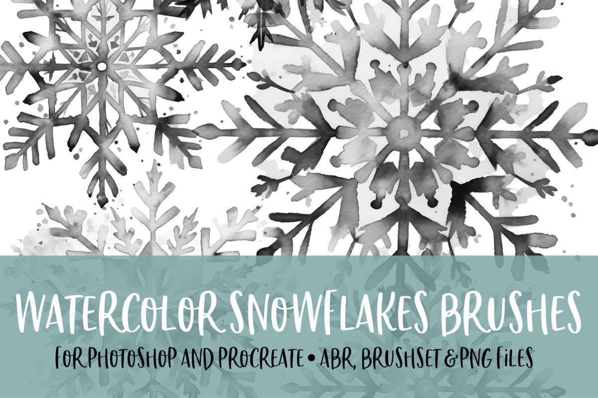 Watercolor Snowflake Brush for PS/PR, a Brush Add-On by Polka Dot Pixels (Photo 1 of 2)