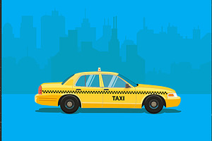 Yellow cab vector illustration.