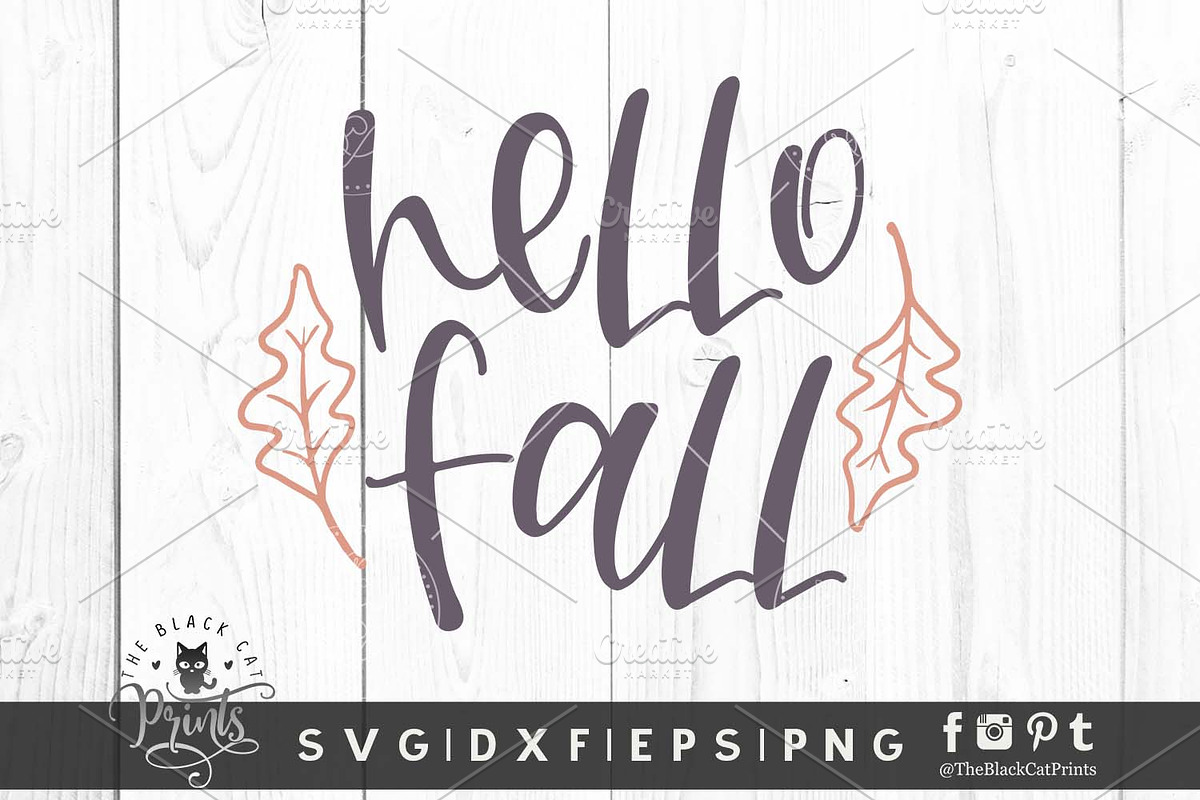 Hello Fall SVG DXF EPS PNG, an Illustration by TheBlackCatPrints