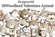 Woodland Valentines Animals, an Illustration by Designworld (Thumbnail 1 of 6)