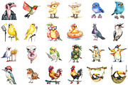 Watercolor Cute Funny Birds Clipart, an Illustration by Sublimation Artist (Thumbnail 2 of 6)