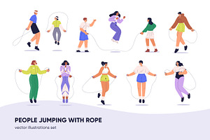 People jump with skipping rope set, a Person Illustration by Good Studio