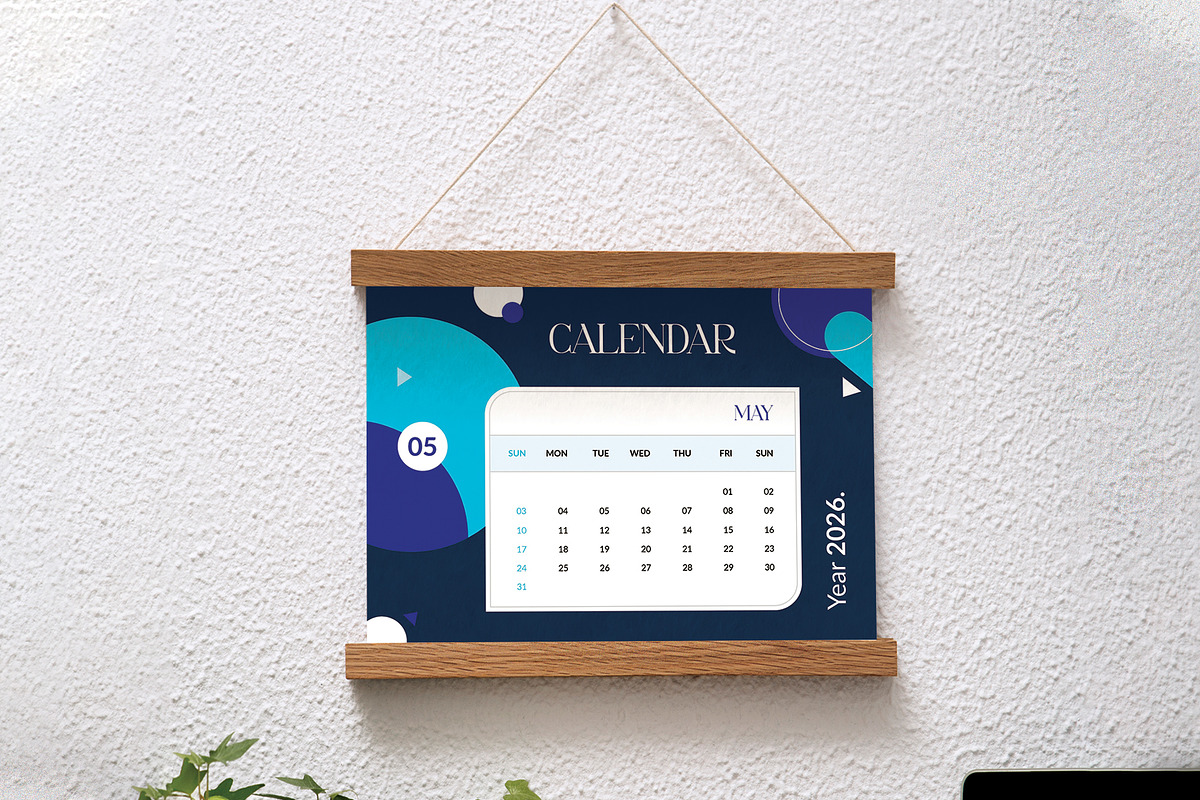 Abstract Blue 2026 Desk Calendar, a Stationery Template by Spark_Creative (Photo 4 of 7)