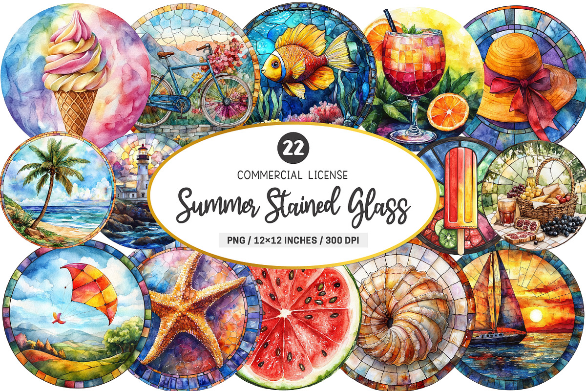 Summer Stained Glass Sublimation, an Illustration by SinaCreation (Photo 1 of 5)