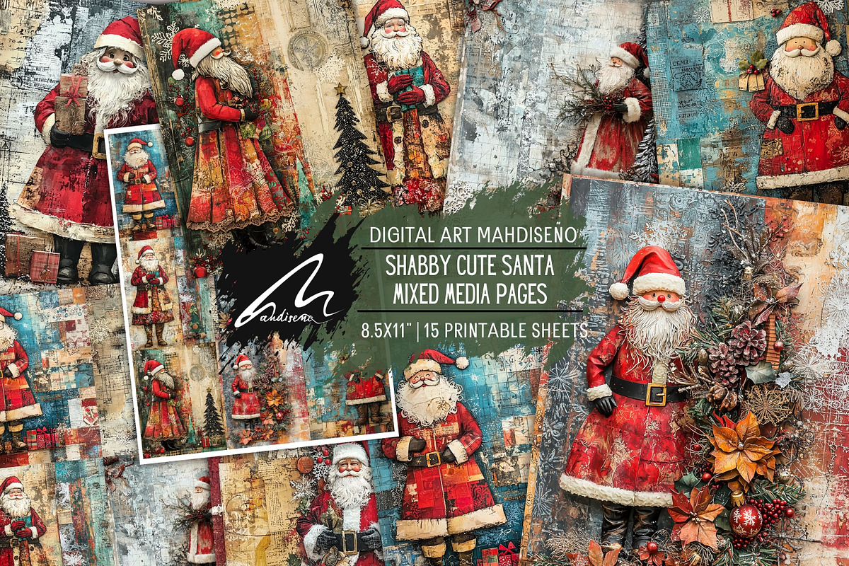 Cute Xmas Santa Claus Journal Pages, a Person Illustration by Digital Art Mahdiseño (Photo 1 of 10)