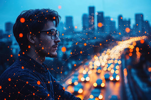 Evening contemplation by a young man, a Photo by Tanuart
