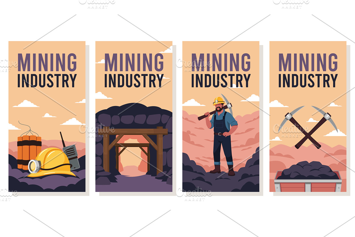 Mining industry banners. Coal, gold, an Illustration by YummyBuum