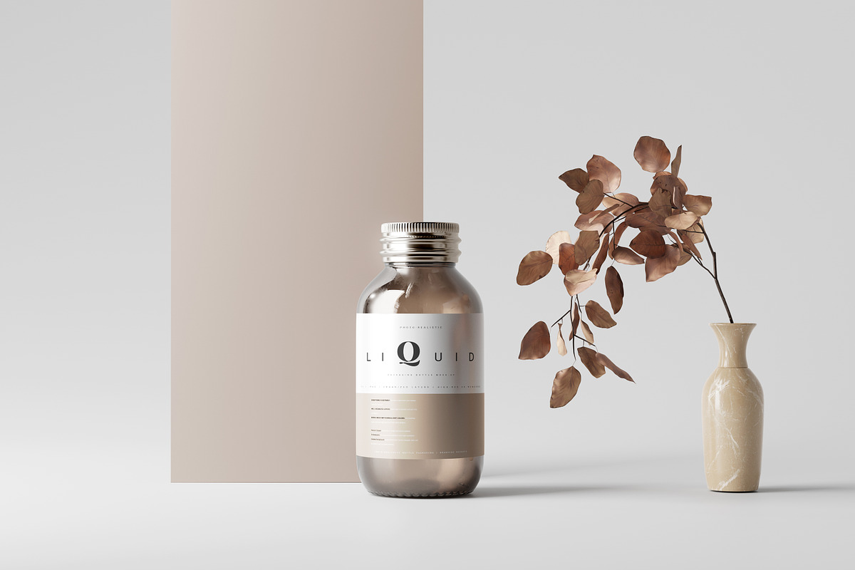 Amber Glass Medicine Bottle Mockup, a Cups & Container Mockup by pmvch (Photo 9 of 10)