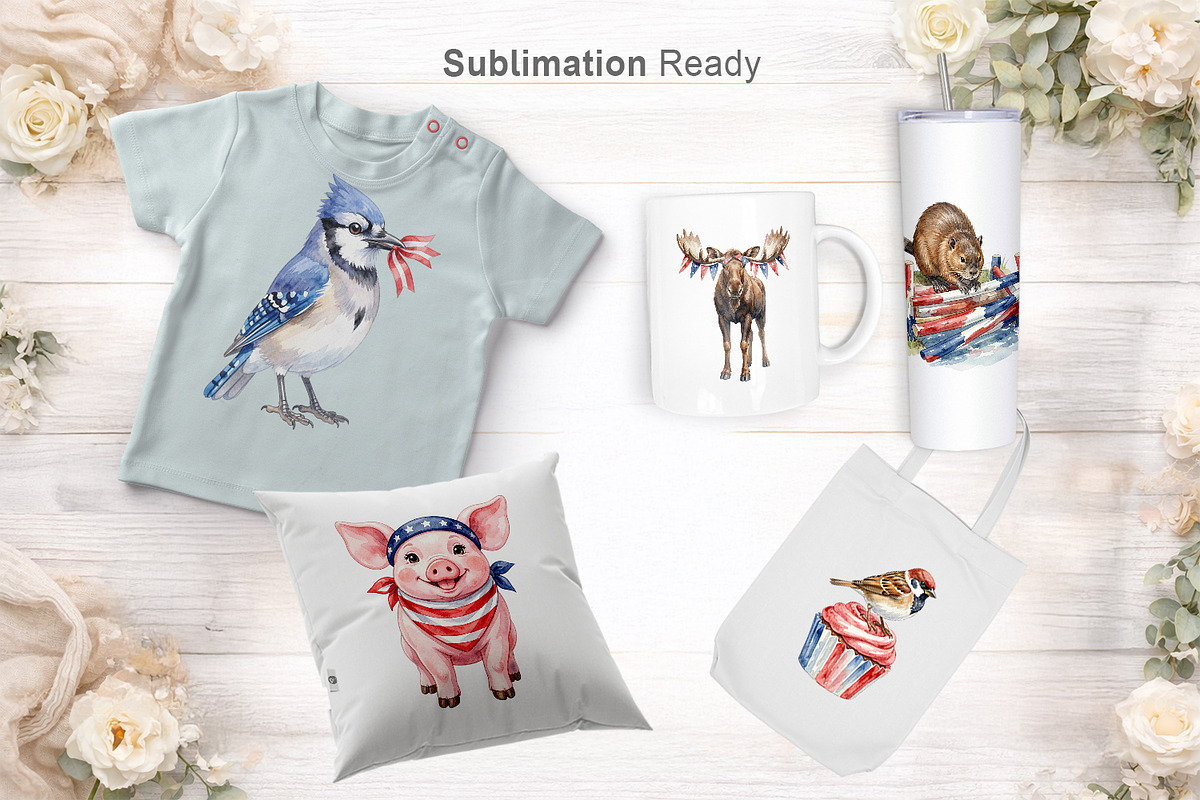 Patriotic Watercolor Animals, an Illustration by Artnoy (Photo 6 of 8)