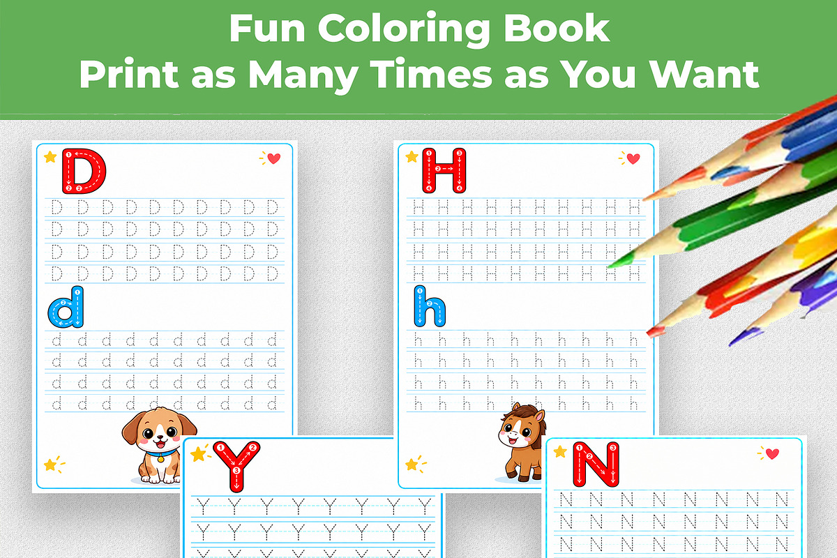Alphabet Tracing Workbook A to Z, an Education Illustration by Mohammad Sarfaraz (Photo 12 of 13)