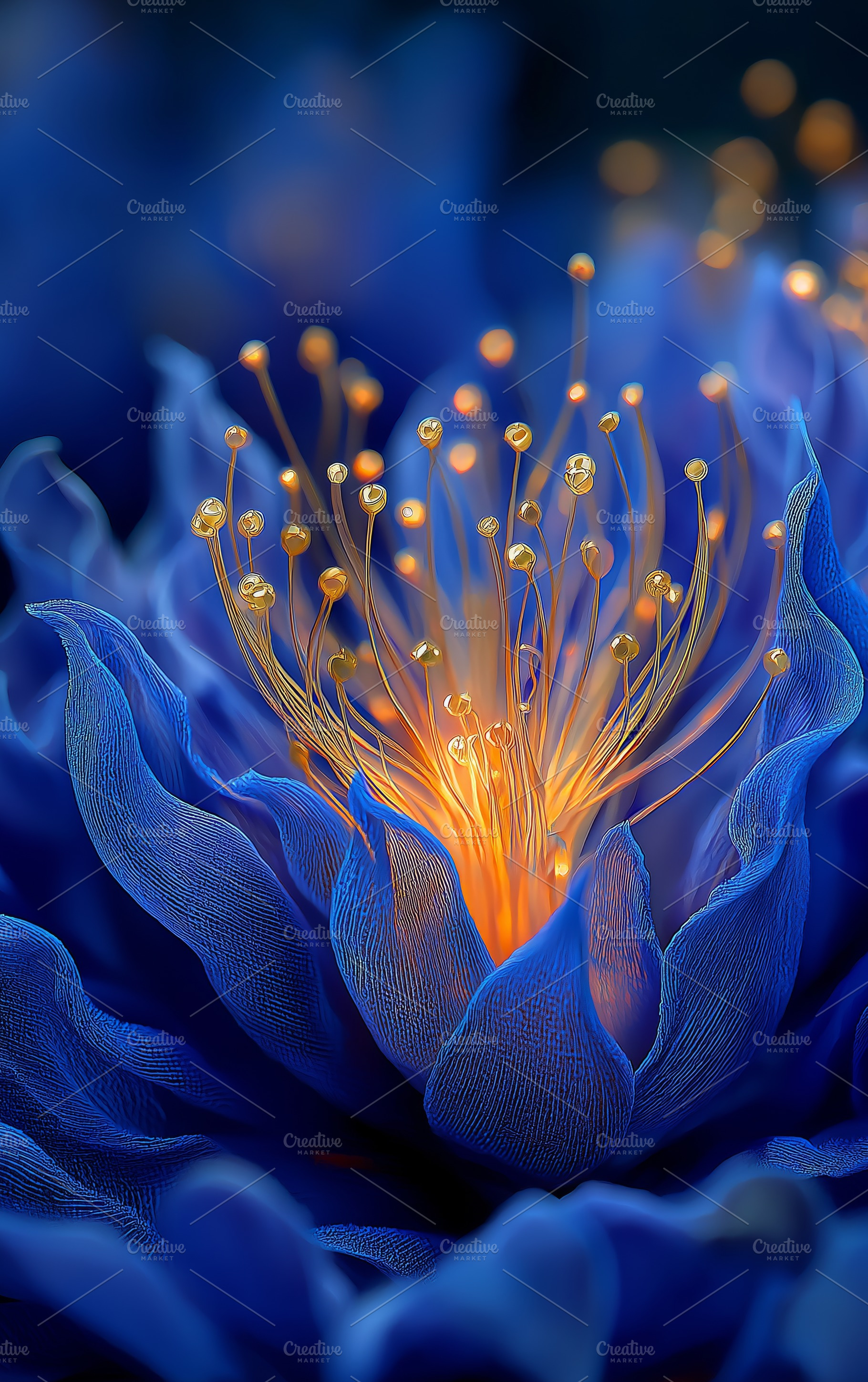 Abstract Blue Flower Wallpaper, a Nature Photo by Ocean Digital Art