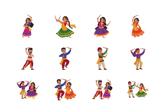 Navratri Dance Illustration Set preview 2