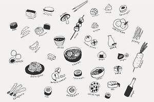 Japanese Food. Hand Drawn