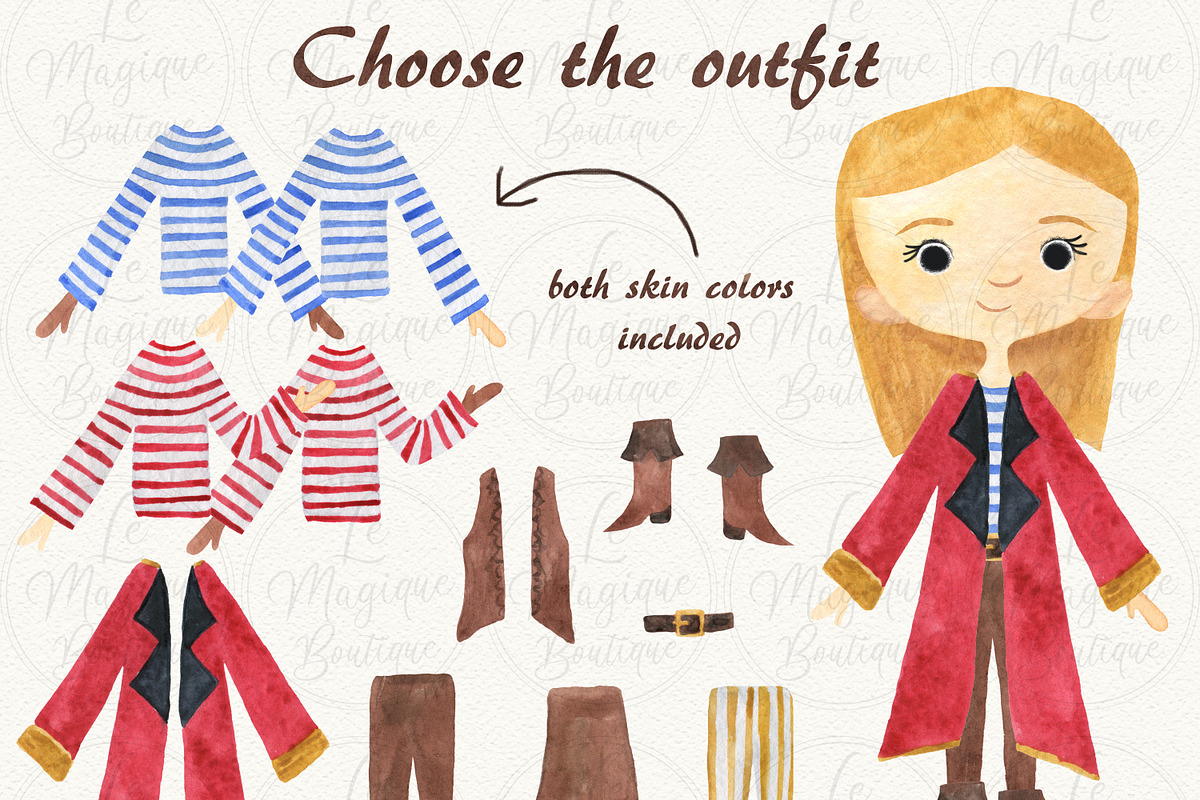 Pirates Watercolor Clipart Set, an Animal Illustration by LeMagiqueBoutique (Photo 4 of 8)