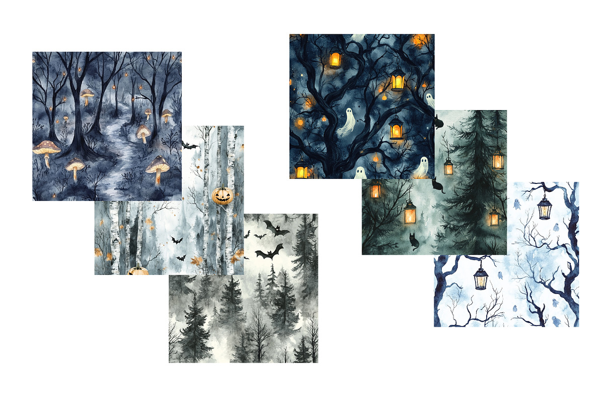 Haunted Forest Seamless Patterns, a Pattern Graphic by Design Market