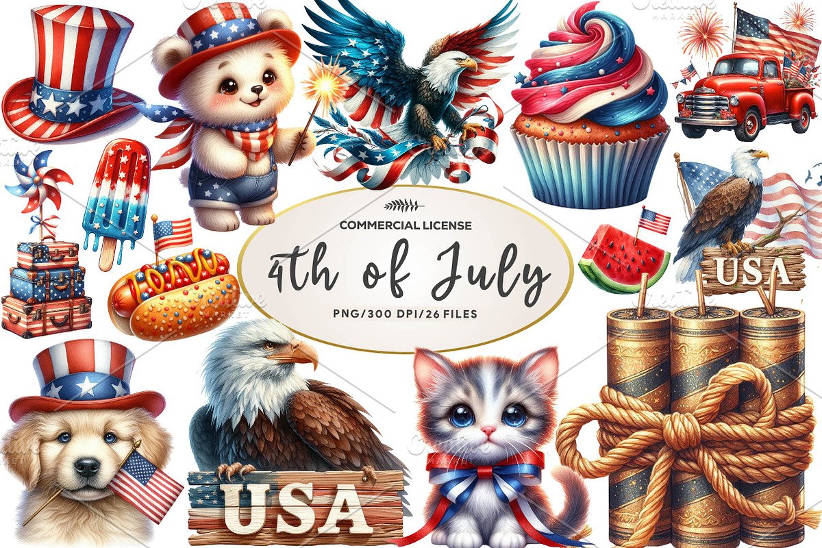 4th of July Sublimation Clipart, an Illustration by CreationArt (Photo 1 of 5)