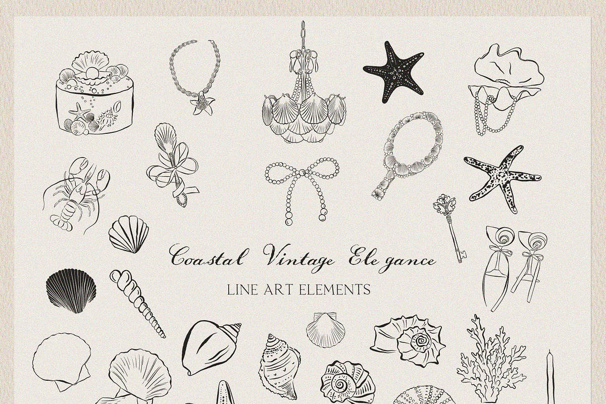 Coastal Vintage Elegance line art, an Object Graphic by lokko studio (Photo 5 of 11)