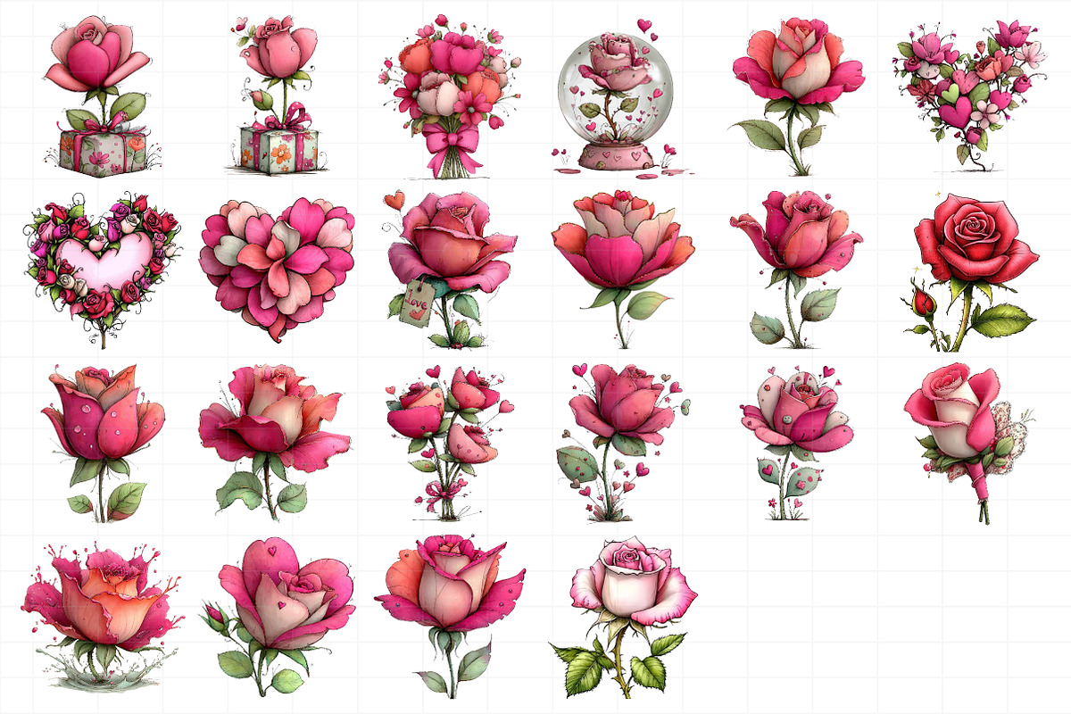 Romantic Roses Valentine's Day Clipa, an Illustration by Daily.Designs (Photo 5 of 5)