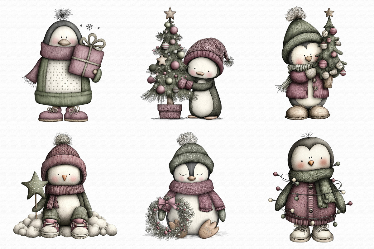 Winter Holiday Penguin Clipart, an Illustration by Libby Wishes (Photo 5 of 7)