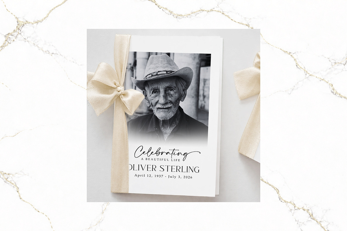 Funeral Bifold Program Canva FR005, a Brochure Template by TyphoonStudio (Photo 7 of 9)