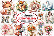 Lily Mothers Day Watercolor Cliparts, an Illustration by RobertsArt (Thumbnail 1 of 4)